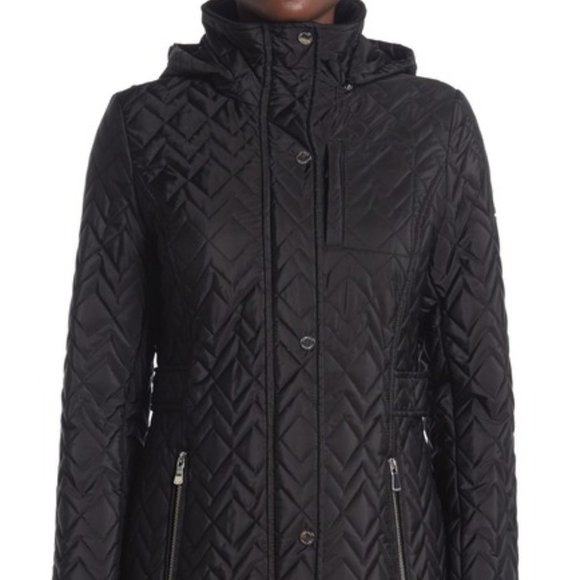 Calvin Klein Women's Quilted Chevron Jacket Black - Picture 2 of 12